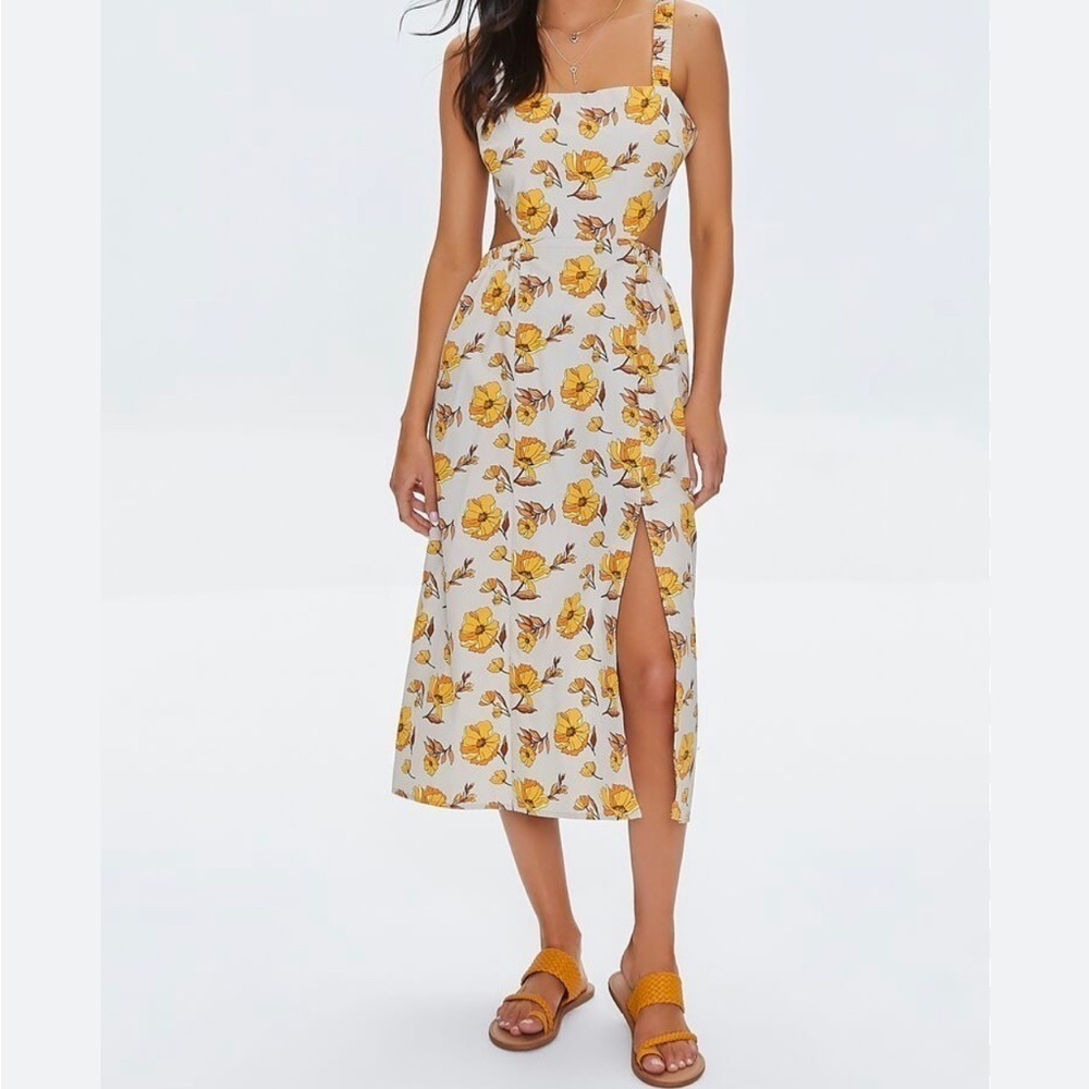 NWT Forever 21 tan floral dress
